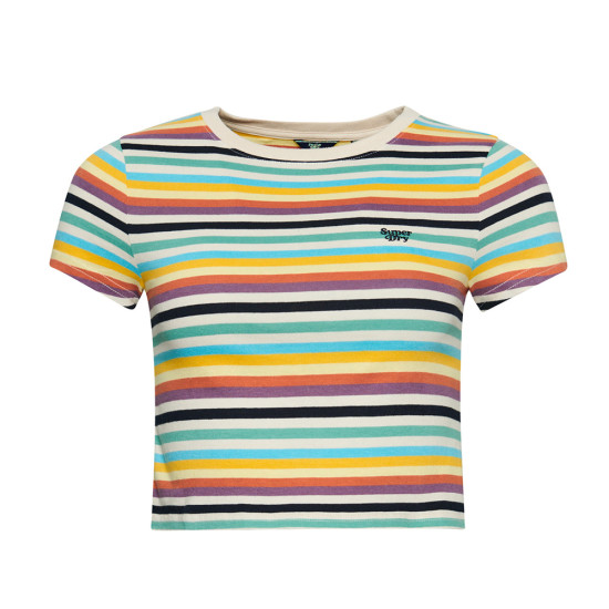 Superdry Γυναικεία κοντομάνικη μπλούζα Vintage Stripe Crop T-Shirt